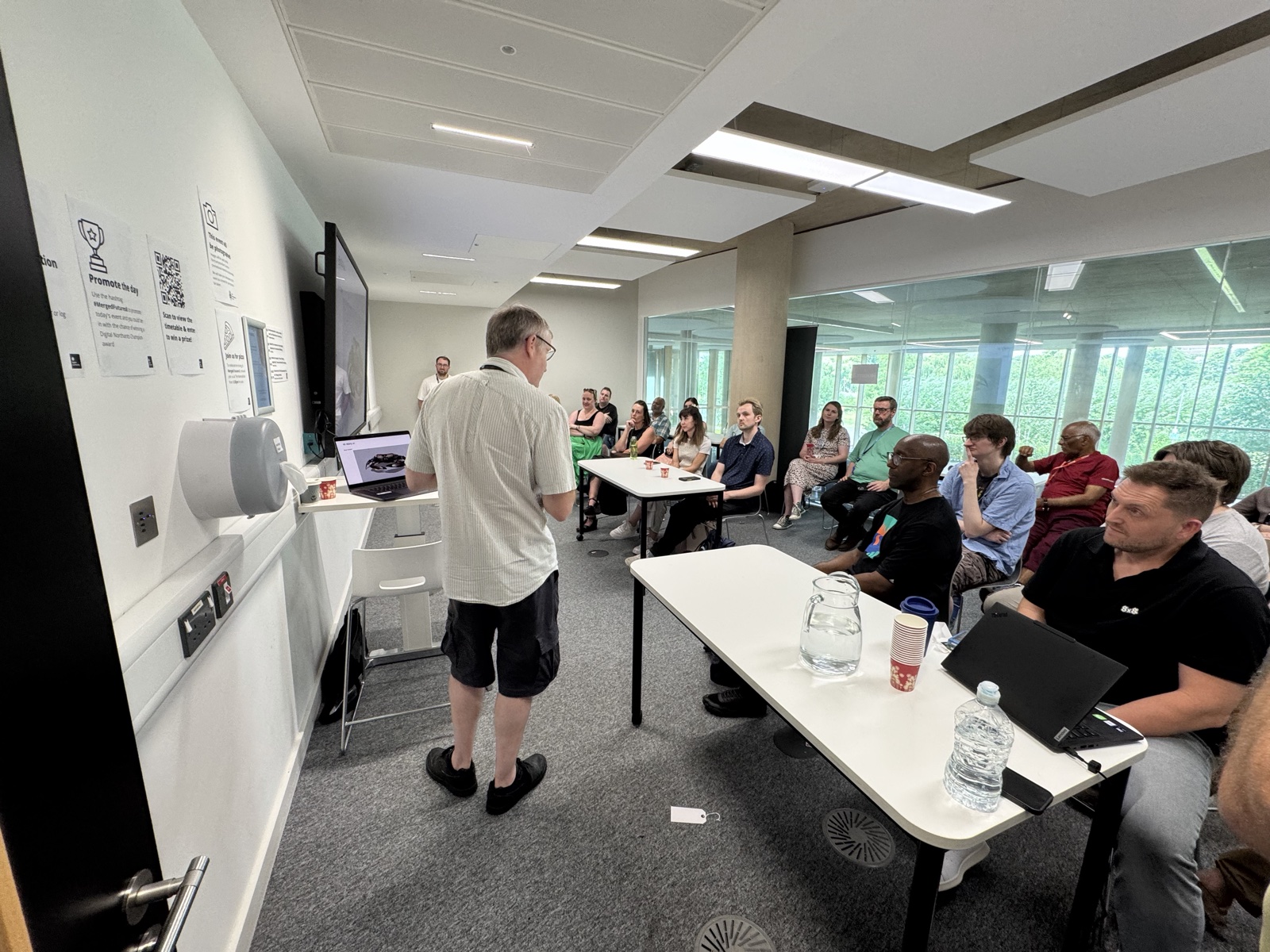 The RestoryVR team presenting WaveVR to attendees at Merged Futures 8